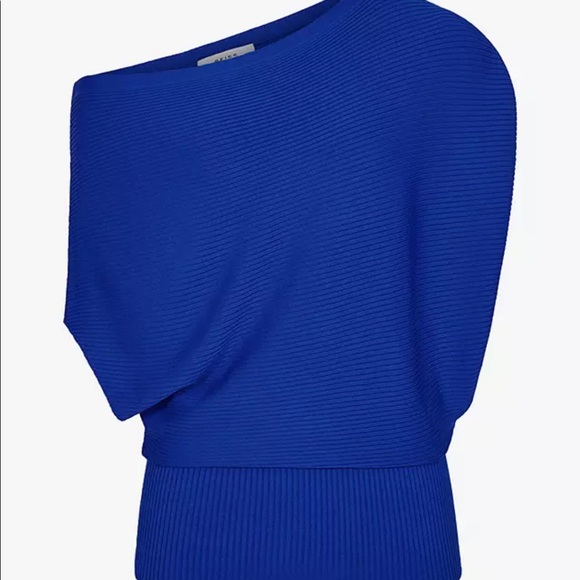 Reiss Meryl Drape Sleeve Top, Cobalt Blue - Picture 2 of 8
